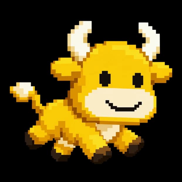 RichSimple's cheerful golden pixel bull