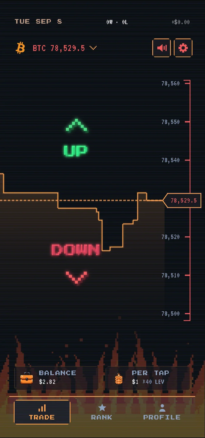 Prototype of an arcade trading interface with up and down controls